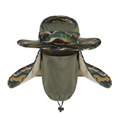 Sun Cap With Removable Neck Face Cover Flap 360° UV Protection Fishing Visor Cap • £13.39