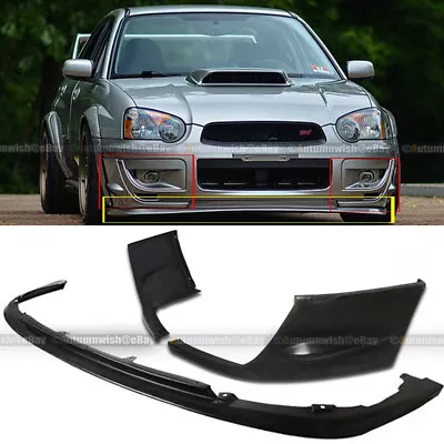 $119.99 • Buy For 04 05 WRX 2 PCS STI Style Side Cap & V Limited Front Bumper Chin Lip Spoiler