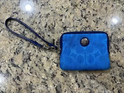 Blue Patent Leather/Signature Canvas Coach Wristlet Wallet • $7