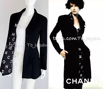 CHANEL 97S Excellent Vintage Black Silk100%  CC CHANEL Logo Lining Jacket 36 US4 • $1963