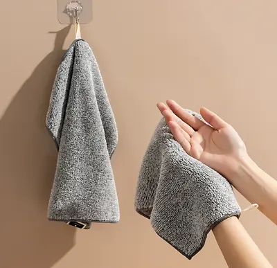 5 Pcs New Material Bamboo Charcoal Microfiber Dishcloth Kitchen Towel • £2.99