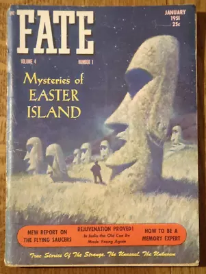 Fate Magazine January 1951 (Vol 4 No 1) - Easter Island UFOs Mystics Ghosts • $6.95