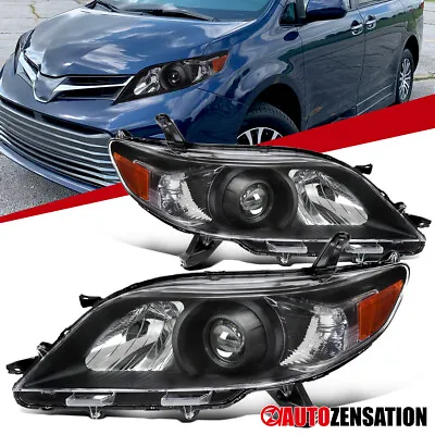 Fit 2011-2020 Toyota Sienna Projector Headlights Black Lamps Left+Right 11-20 • $118.99