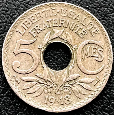 1918 France Coin 5 Centimes KM# 875 Europe Antique EXACT COIN SHOWN FREE SHIP • $9