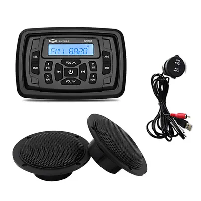 Marine Stereo Bluetooth Receiver FM AM Radio And Boat Waterproof Speaker 4inch • £89.99