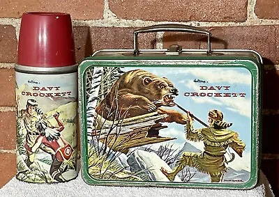 Rare Vintage Davy Crockett 1950's Collectible Metal Lunchbox Kit And Thermos • $215.99