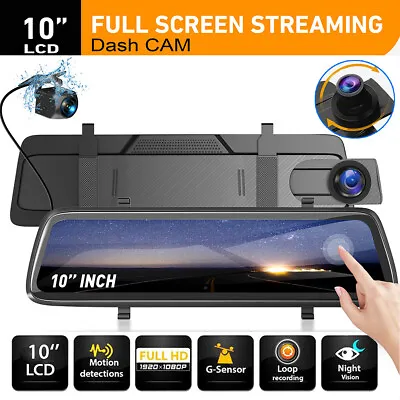 $59.58 • Buy 1080P Dash Camera 10  Front Rear View Cam Car DVR Tail Reversing Mirror Recorder