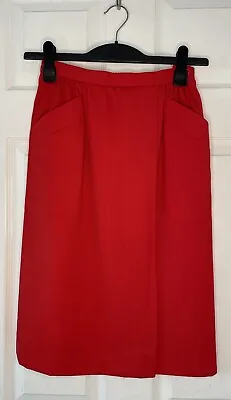 Jaeger Red Knee Length Skirt With Pockets UK Size 8 • £12