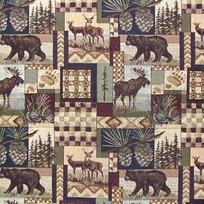 Peters Cabin Stone Moose Upholstery Fabric Mountain Lodge Rustic Tapestry  • $25.95