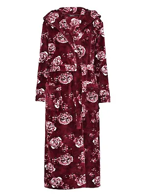 Luxury Printed Velvet Dressing Gown - Raspberry Large (16/18) • £34