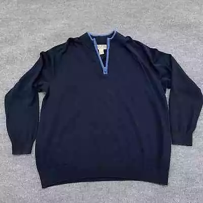 Duluth Trading Co Sweater Mens XL Navy Rocket Science 1/4 Zip Outlast Mock Neck • $15.96