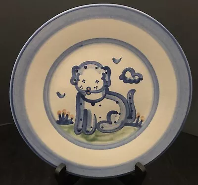 M.A. Hadley Pottery Hand Painted Folk Art Country 9  DOG/PUPPY LUNCH PLATE Cute! • $24.99