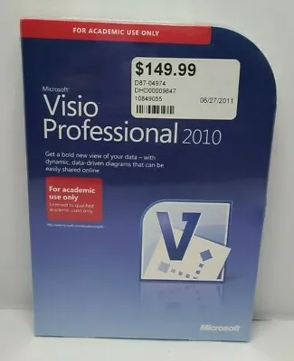 Microsoft Visio Professional 2010 (D87-04974) For Windows Academic Version • $149.99