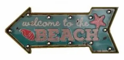 £39.95 • Buy Vintage Metal 3D LED Logo Sign Welcome To The Beach Man Cave Wall Plaque Decor
