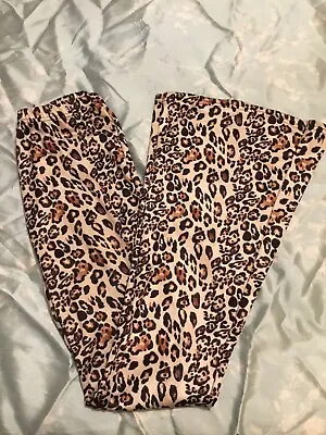 NASTY GAL Animal Print Stretch Flares Size 10. Long 33.5” • £5