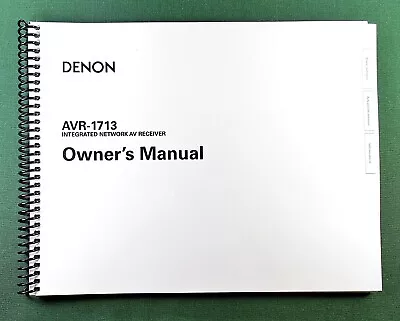 Denon AVR-1713 Instruction Manual: Full Color & Protective Covers! • $38.97