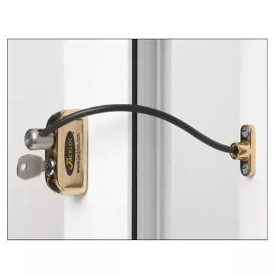 L21667 - JACKLOC Pro-5 Lockable Cable Window Lock - Brass • £33.98