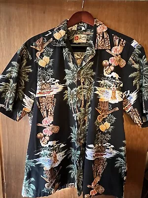 Vintage Tiki Bar Luau PinUp Hawaiian Original Button Up Made In Hawaii XL Shirt • $55