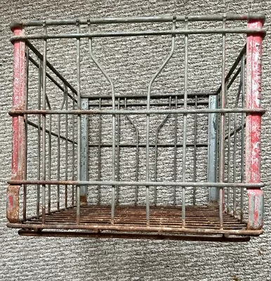 Vintage Metal Milk Crate Meadow Gold 1970’s - 12.5 X 12.5”x 11 Rustic Storage • $45