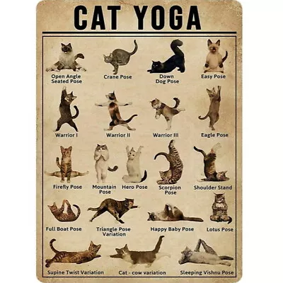 Vintage Cat Yoga Home House Kitchen Garden Decor Man Cave Pub Shed METAL SIGN • £3.99