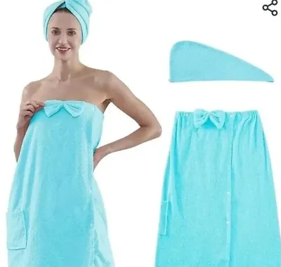 Womens Bath Wrap Towel With Hair Towel Spa Bath Towel Wrap Cover Up • $9.99