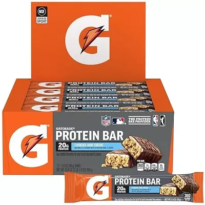 Gatorade Whey Protein Bars Cookies & Crème 2.8 Oz Bars (Pack Of 12 20g Of Pro • $24.03
