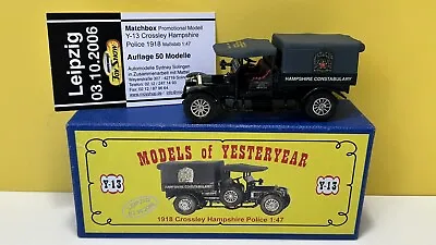 Matchbox Code 2 1918 Crossley Hampshire Police 'leipzig 2006' 1 Of 50 Mib • £32.95