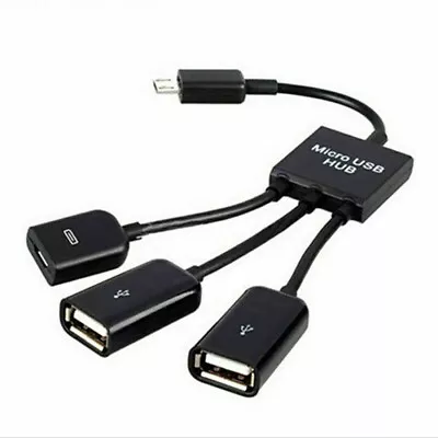 Micro USB HUB Male To Female Double USB 2.0 Host OTG Adapter Cable • £5.02