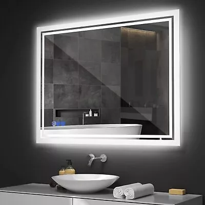 3 Colors Dimmable LED Bathroom Mirror Modern Vanity Mirrors With Lights For Wall • $115.96