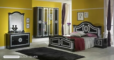 £1899 • Buy Italian Greek Versace Black Silver Bedroom Set Complete 6 Piece 12 Months 0% 