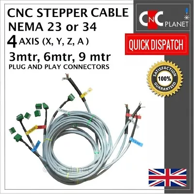 CNC Wiring Nema 23 34 4 Core Shielded Stepper Motor Cable Router Plasma Set Of 4 • £78.99