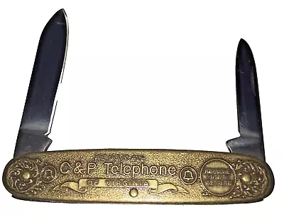 Vintage Kutmaster Brass  Advertising  Knife C & P Telephone Co. Virginia U.S.A. • $40.05