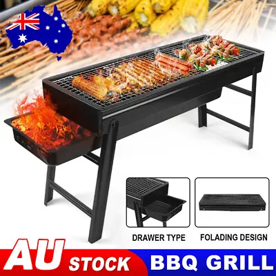 Outdoor Camping Charcoal BBQ Grill Hibachi Barbecue Garden Stove Foldable Rack • $31.85