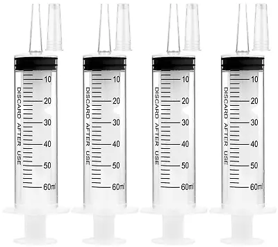 4 Pcs 60Ml Syringes With Cap Sterile Syringe Individually Packaged For Labs Li • $10.42