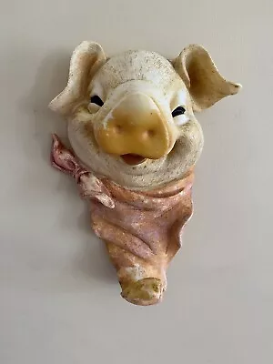 Vintage Painted Pig Dish Towel Apron Hook Holder Wall Mount • $17