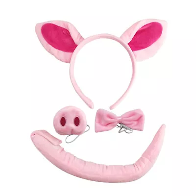 Funny Pig Ears Nose Tail Pink Pig Fancy Dress Costume Kit Costume Accessories • £4.16