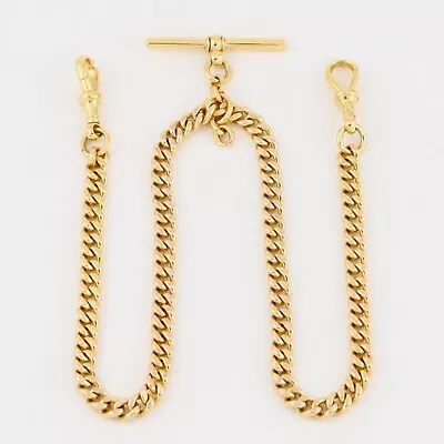 Antique 9Ct Gold 42.7g Curb Link Albert Pocket Watch Chain With T-bar 16 1/2'' • £1835