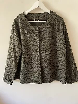 $35 • Buy CLARITY By THREADZ - Size L Or 14 Khaki Green Animal Print Jacket