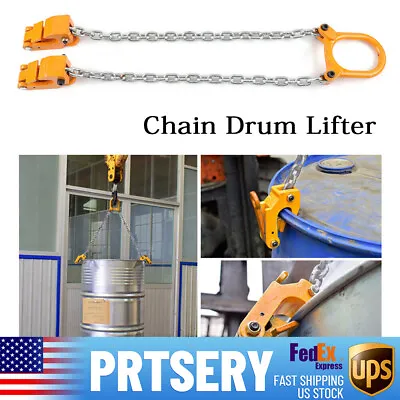 Chain Drum Lifter Vertical Drum Lifter Hoist Barrel Lifting Clamp 1 Ton/2000 Lbs • $35