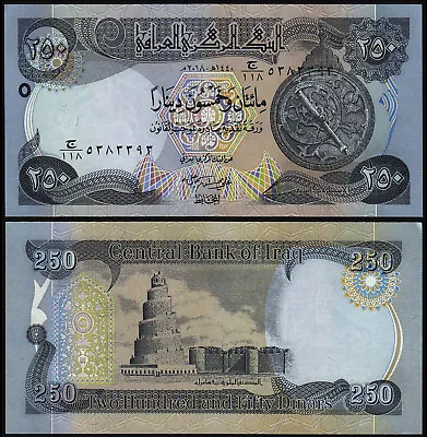 £1 • Buy Iraq 250 Dinars (p New) 2018 New Signature Unc