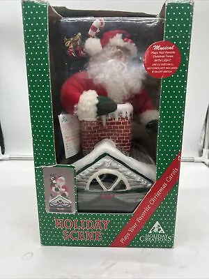 Vintage Holiday Creations Holiday Scene Santa Down The Chimney Noel Motionette • $29.99