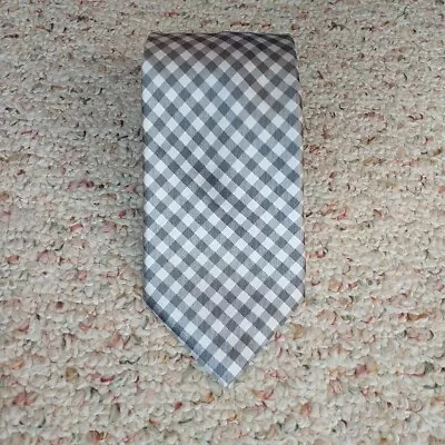 Charles Tyrwhitt Necktie Tie Check Gray White 100% Silk 3.5x56   • $13.54