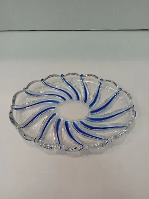 Mikasa Crystal Peppermint Cobalt Blue Swirl Oval Platter  • $35