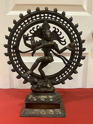 Vintage Brass Hindu Shiva Nataraja Dancing Statue Figurine From India 13” Tall • $135