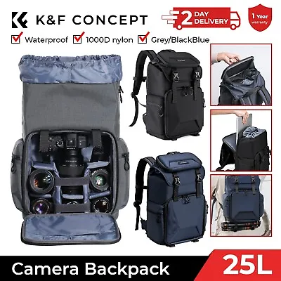 K&F Concept 25L Camera Backpack Hard Shell Bag Large Capacity Fr DSLR With Cover • £78.99