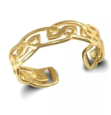 9ct Gold Toe Ring Celtic Toe Ring 9ct Yellow Gold Solid Gold Easy Fit Toe Ring • £59