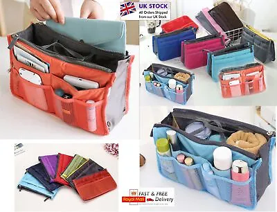 UK Women Organiser Handbag Travel Bag Insert Liner Purse Large Tidy Pouch Tote • £3.99