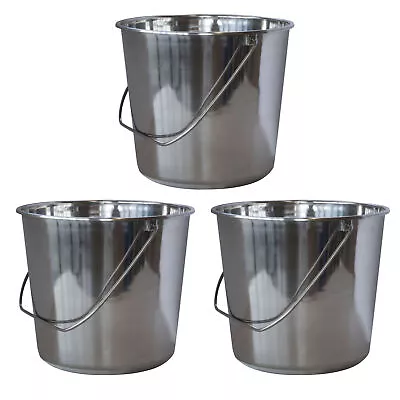 AmeriHome Medium Stainless Steel Bucket 3 Piece Set • $28.99