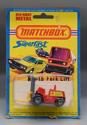 1970s Lesney MATCHBOX Superfast #15 Fork Lift DIECAST Sealed MOC Lansing Bagnall • $10