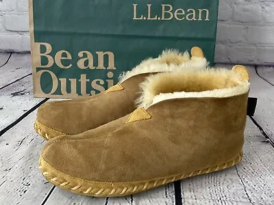 LL BEAN Wicked Good Sheepskin Shearling Men's Bootie Slippers Men's Size 12 M • $49.99